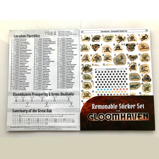 Gloomhaven: Jaws of the Lion Removable Sticker Set &amp; Map